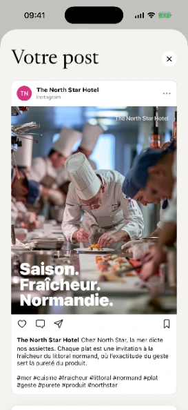 La légende rédigée par l’IA s’affiche sous la photo.